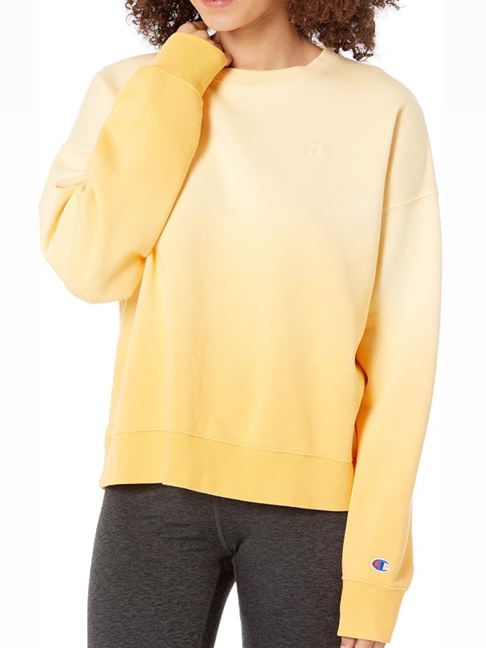 Champion Pale Yellow Ombre Crewneck Sweatshirt